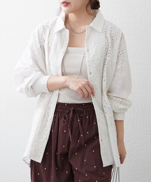 Remind me and forever(リマインドミーアンドフォーエバー)の「【nane】【India series】パッチワークレースブラウス(シャツ/ブラウス・レディース・ブラック/オフホワイト・FREE)」の6枚目の写真