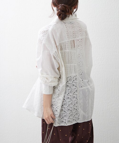 Remind me and forever(リマインドミーアンドフォーエバー)の「【nane】【India series】パッチワークレースブラウス(シャツ/ブラウス・レディース・ブラック/オフホワイト・FREE)」の7枚目の写真