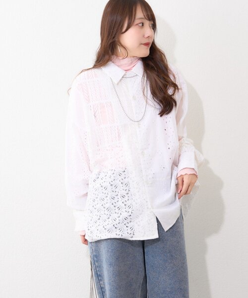 Remind me and forever(リマインドミーアンドフォーエバー)の「【nane】【India series】パッチワークレースブラウス(シャツ/ブラウス・レディース・ブラック/オフホワイト・FREE)」の9枚目の写真