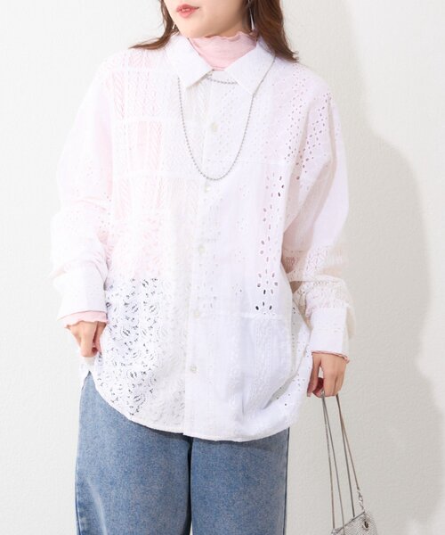 Remind me and forever(リマインドミーアンドフォーエバー)の「【nane】【India series】パッチワークレースブラウス(シャツ/ブラウス・レディース・ブラック/オフホワイト・FREE)」の10枚目の写真