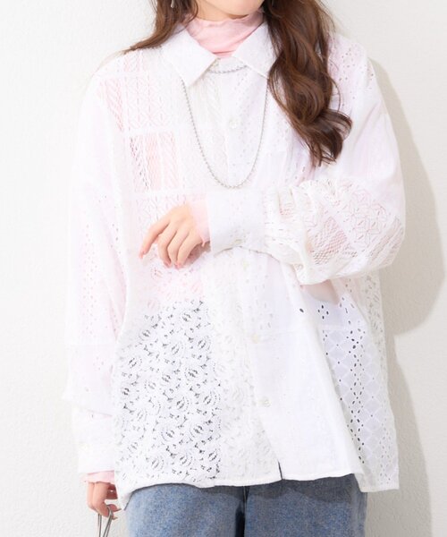 Remind me and forever(リマインドミーアンドフォーエバー)の「【nane】【India series】パッチワークレースブラウス(シャツ/ブラウス・レディース・ブラック/オフホワイト・FREE)」の11枚目の写真