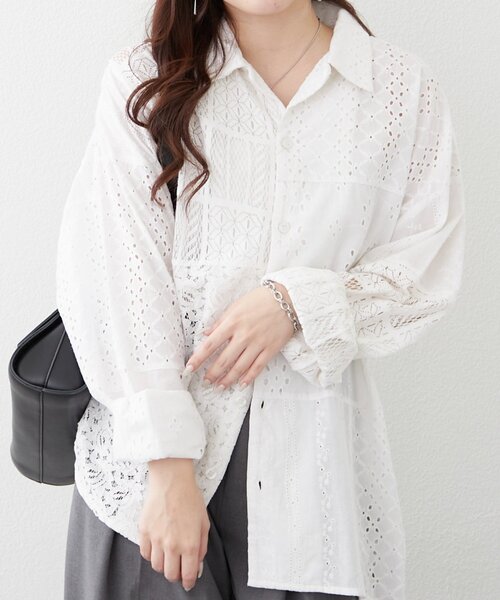 Remind me and forever(リマインドミーアンドフォーエバー)の「【nane】【India series】パッチワークレースブラウス(シャツ/ブラウス・レディース・ブラック/オフホワイト・FREE)」の18枚目の写真