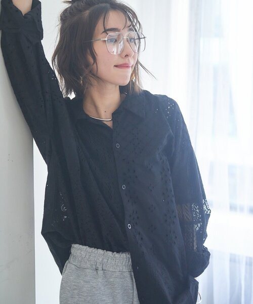Remind me and forever(リマインドミーアンドフォーエバー)の「【nane】【India series】パッチワークレースブラウス(シャツ/ブラウス・レディース・ブラック/オフホワイト・FREE)」の19枚目の写真
