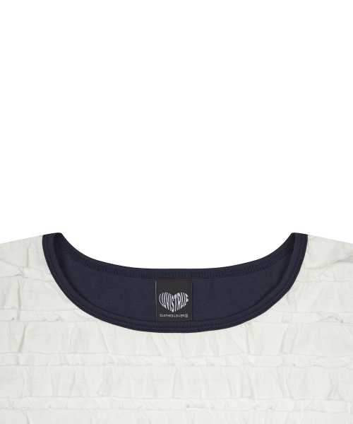LUVISTRUE（ラヴイズトゥルー）の「SM FRILL TEE(NAVY)（Tシャツ/カットソー・レディース・その他・FREE）」の4枚目の写真