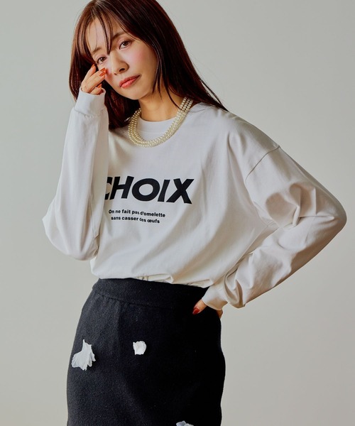 mysty woman（ミスティウーマン）の「CHOIXロゴプリントT 646351（Tシャツ/カットソー・レディース・ブラック/ベージュ/オフホワイト・FREE）」の2枚目の写真