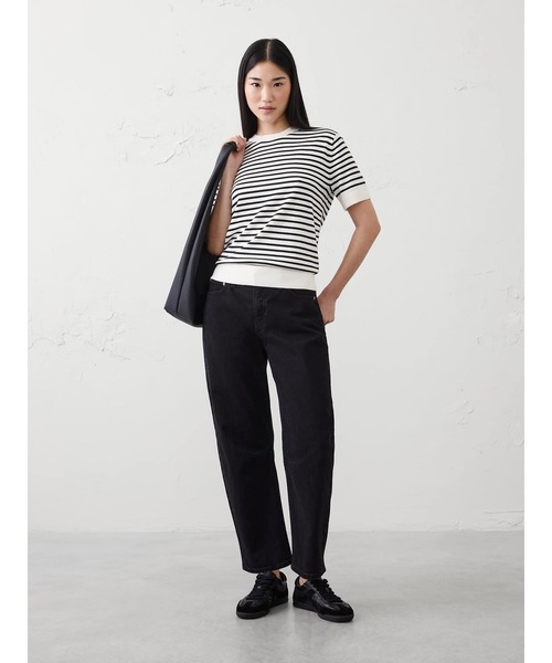 BANANA REPUBLIC FACTORY STORE（バナナリパブリック ファクトリーストア）の「BANANA REPUBLIC FACTORY STORE　　ストライプ フォーエバー ショートスリーブセーター（ニット/セーター・レディース・ブラック/ホワイト系その他・M/S/XS/L）」の5枚目の写真