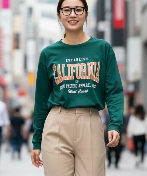 Ocean Pacific（オーシャンパシフィック）の「【OP/オーピー】レディース　ロゴ　長袖Tシャツ　ロングTシャツ（Tシャツ/カットソー・レディース・ベージュ/グリーン/ヘザーグレー・MEDIUM/LARGE）」の3枚目の写真