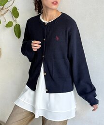 【U.S. POLO ASSN.】畦編み金ボタンカーディガン