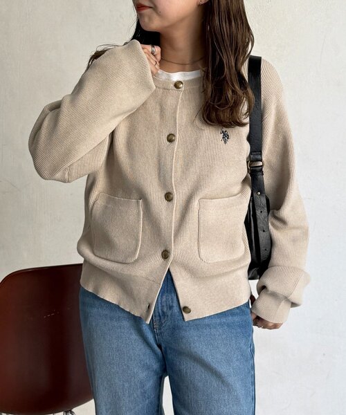 U.S. POLO ASSN.（ユーエスポロアッスン）の「【U.S. POLO ASSN.】畦編み金ボタンカーディガン（カーディガン/ボレロ・レディース・ピンク/ネイビー/アイボリー/グレー・FREE）」の11枚目の写真