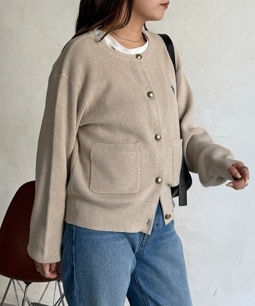 U.S. POLO ASSN.（ユーエスポロアッスン）の「【U.S. POLO ASSN.】畦編み金ボタンカーディガン（カーディガン/ボレロ・レディース・ピンク/ネイビー/アイボリー/グレー・FREE）」の14枚目の写真