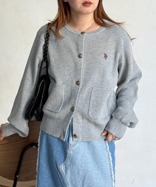 U.S. POLO ASSN.（ユーエスポロアッスン）の「【U.S. POLO ASSN.】畦編み金ボタンカーディガン（カーディガン/ボレロ・レディース・ピンク/ネイビー/アイボリー/グレー・FREE）」の16枚目の写真