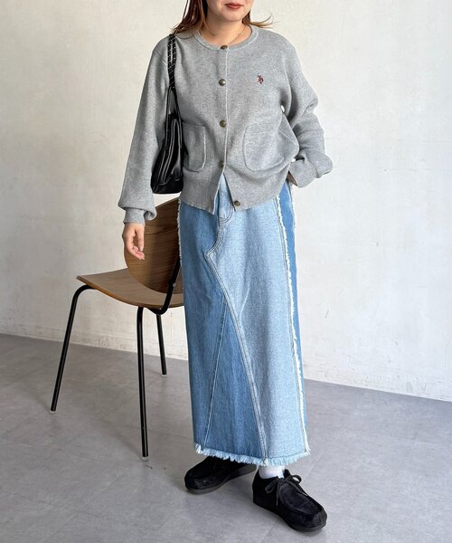 U.S. POLO ASSN.（ユーエスポロアッスン）の「【U.S. POLO ASSN.】畦編み金ボタンカーディガン（カーディガン/ボレロ・レディース・ピンク/ネイビー/アイボリー/グレー・FREE）」の5枚目の写真