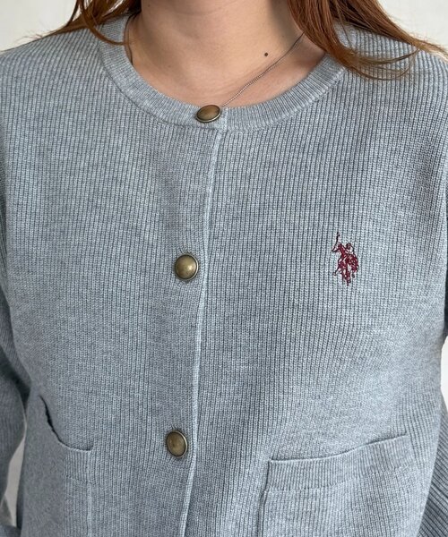 U.S. POLO ASSN.（ユーエスポロアッスン）の「【U.S. POLO ASSN.】畦編み金ボタンカーディガン（カーディガン/ボレロ・レディース・ピンク/ネイビー/アイボリー/グレー・FREE）」の6枚目の写真