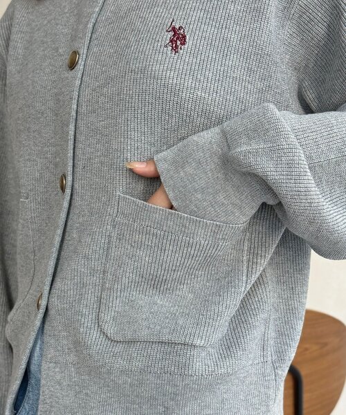 U.S. POLO ASSN.（ユーエスポロアッスン）の「【U.S. POLO ASSN.】畦編み金ボタンカーディガン（カーディガン/ボレロ・レディース・ピンク/ネイビー/アイボリー/グレー・FREE）」の7枚目の写真