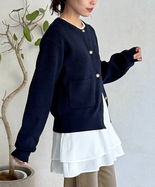 U.S. POLO ASSN.（ユーエスポロアッスン）の「【U.S. POLO ASSN.】畦編み金ボタンカーディガン（カーディガン/ボレロ・レディース・ピンク/ネイビー/アイボリー/グレー・FREE）」の22枚目の写真