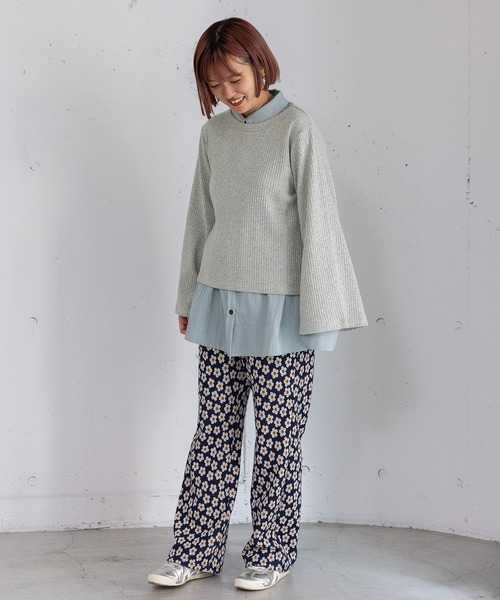 POU DOU DOU（プードゥドゥ）の「フレアスリーブトップス（Tシャツ/カットソー・レディース・グレー/ブルー/ブラック/アイボリー・3）」の20枚目の写真