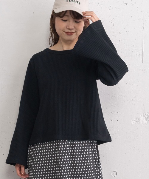 POU DOU DOU（プードゥドゥ）の「フレアスリーブトップス（Tシャツ/カットソー・レディース・グレー/ブルー/ブラック/アイボリー・3）」の16枚目の写真