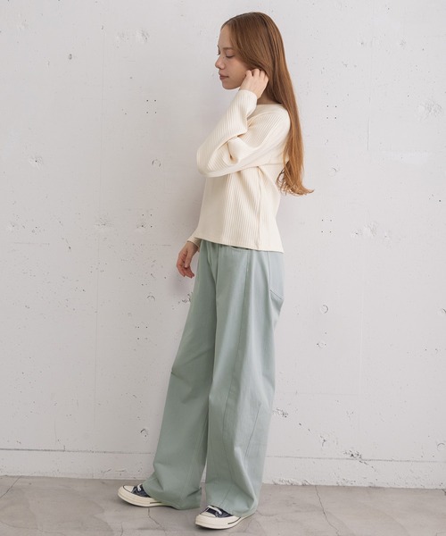 POU DOU DOU（プードゥドゥ）の「フレアスリーブトップス（Tシャツ/カットソー・レディース・グレー/ブルー/ブラック/アイボリー・3）」の6枚目の写真