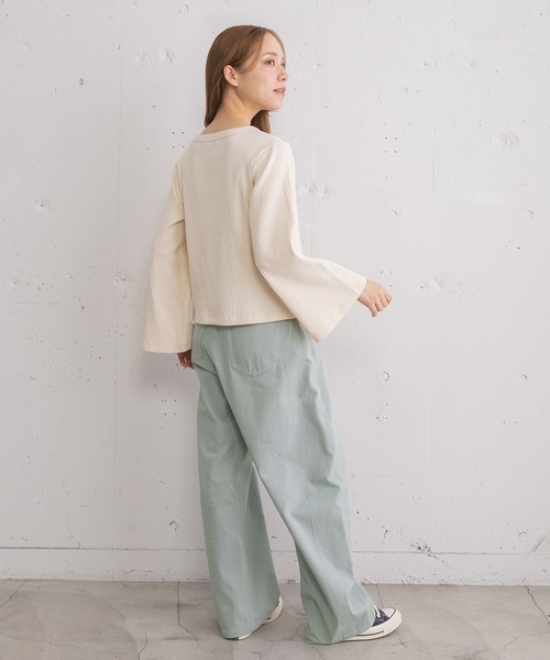 POU DOU DOU（プードゥドゥ）の「フレアスリーブトップス（Tシャツ/カットソー・レディース・グレー/ブルー/ブラック/アイボリー・3）」の7枚目の写真