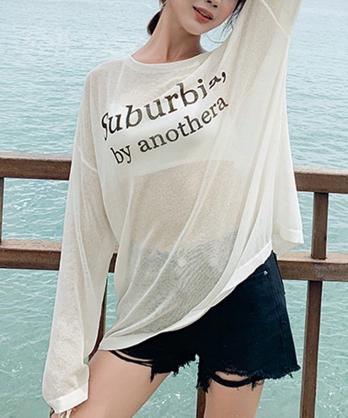 Riff(リフ)の「シアーロゴプリントロンT(Tシャツ/カットソー・レディース・アイボリー/ブラック・FREE)」の7枚目の写真