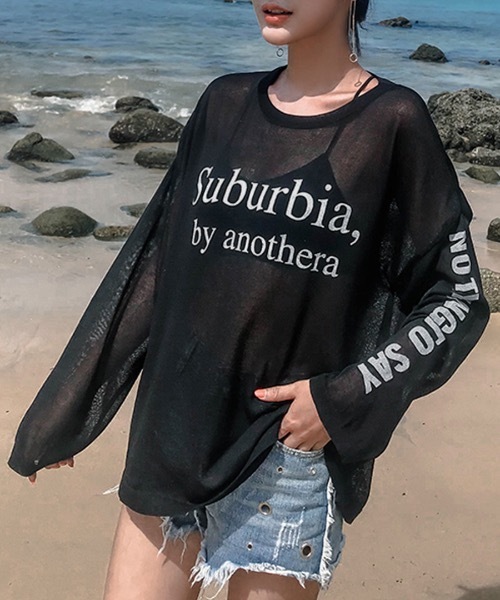 Riff(リフ)の「シアーロゴプリントロンT(Tシャツ/カットソー・レディース・アイボリー/ブラック・FREE)」の15枚目の写真