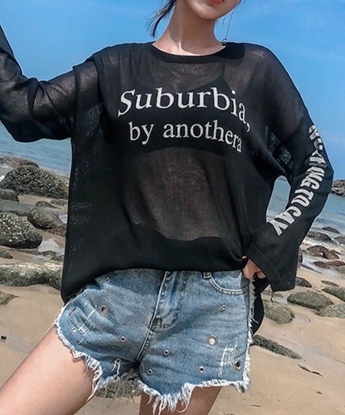 Riff(リフ)の「シアーロゴプリントロンT(Tシャツ/カットソー・レディース・アイボリー/ブラック・FREE)」の18枚目の写真