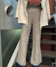 【ENCLOSURE】Tweed fringe wide pants