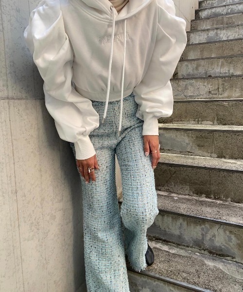 ENCLOSURE(エンクロージャー)の「【ENCLOSURE】Tweed fringe wide pants(その他パンツ・レディース・グリーン/ブラウン/ブルー・FREE)」の21枚目の写真