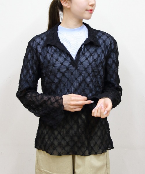 MEYAME/メヤメ レーススキッパーブラウス LACE SKIPPER BLOUSE（シャツ
