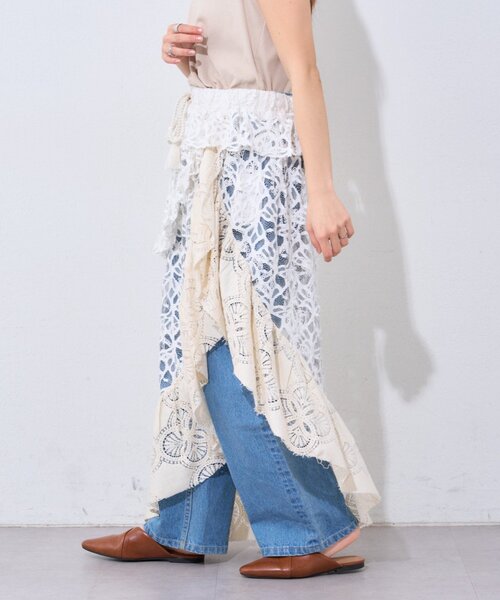 etsinta（エシンタ）の「【etsinta/エシンタ】レースアシメスカートINDIA（スカート・レディース・アイボリー・ONE SIZE）」の3枚目の写真