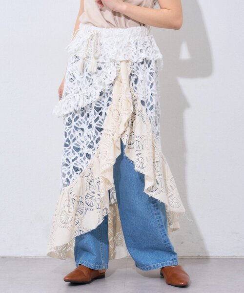 etsinta（エシンタ）の「【etsinta/エシンタ】レースアシメスカートINDIA（スカート・レディース・アイボリー・ONE SIZE）」の4枚目の写真