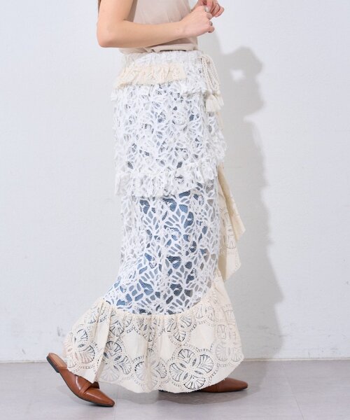 etsinta（エシンタ）の「【etsinta/エシンタ】レースアシメスカートINDIA（スカート・レディース・アイボリー・ONE SIZE）」の5枚目の写真