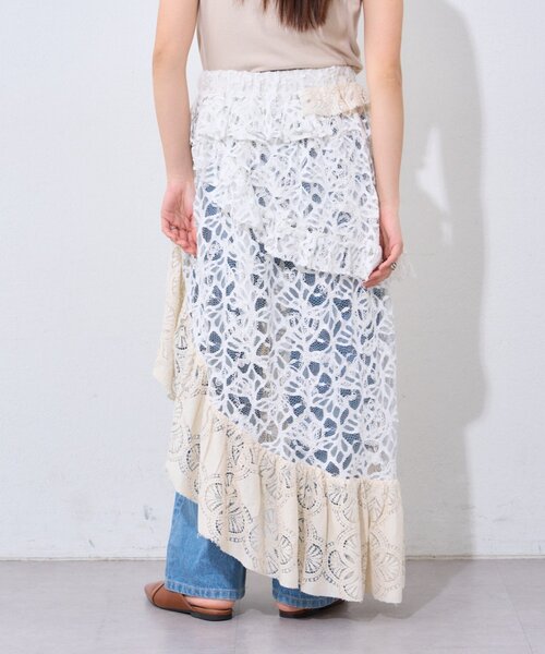 etsinta（エシンタ）の「【etsinta/エシンタ】レースアシメスカートINDIA（スカート・レディース・アイボリー・ONE SIZE）」の6枚目の写真