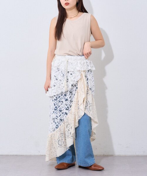 etsinta（エシンタ）の「【etsinta/エシンタ】レースアシメスカートINDIA（スカート・レディース・アイボリー・ONE SIZE）」の10枚目の写真