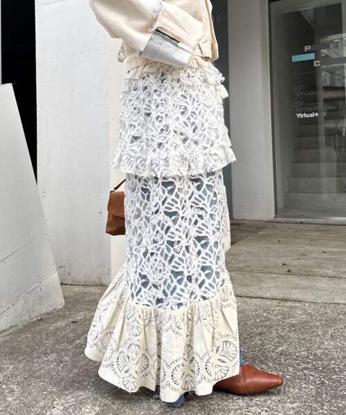 etsinta（エシンタ）の「【etsinta/エシンタ】レースアシメスカートINDIA（スカート・レディース・アイボリー・ONE SIZE）」の19枚目の写真