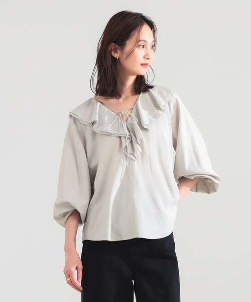 Demi-Luxe BEAMS（デミルクス ビームス）の「【8/6値下げ】ラッフル ボリューム ブラウス［手洗い可］（シャツ/ブラウス・レディース・ブラック系その他3/ホワイト・ONE SIZE）」の11枚目の写真