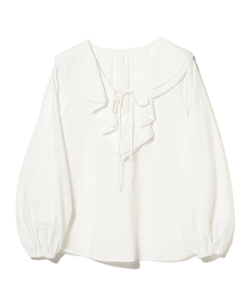 Demi-Luxe BEAMS（デミルクス ビームス）の「【8/6値下げ】ラッフル ボリューム ブラウス［手洗い可］（シャツ/ブラウス・レディース・ブラック系その他3/ホワイト・ONE SIZE）」の13枚目の写真