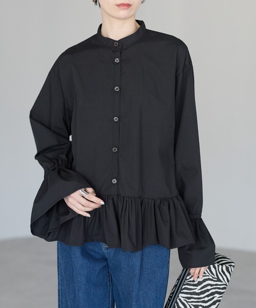 r.（アールドット）の「裾フリルブラウス（シャツ/ブラウス・レディース・ホワイト/ブルー/キナリ/ブラック・FREE）」の20枚目の写真