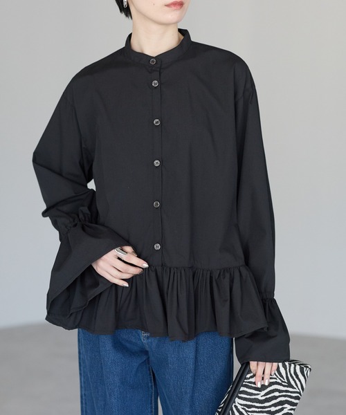 r.（アールドット）の「裾フリルブラウス（シャツ/ブラウス・レディース・ホワイト/ブルー/キナリ/ブラック・FREE）」の21枚目の写真