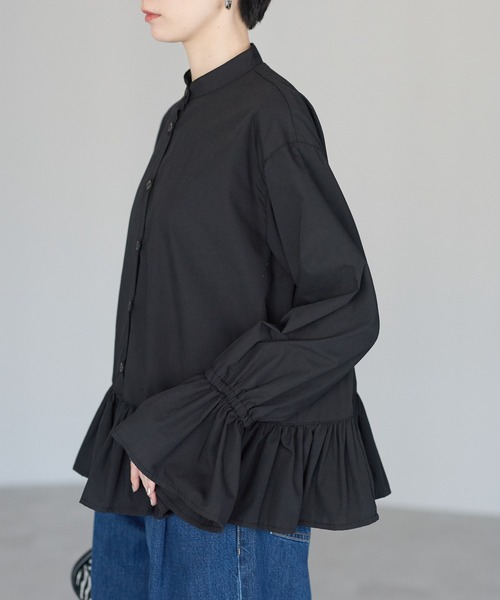 r.（アールドット）の「裾フリルブラウス（シャツ/ブラウス・レディース・ホワイト/ブルー/キナリ/ブラック・FREE）」の22枚目の写真
