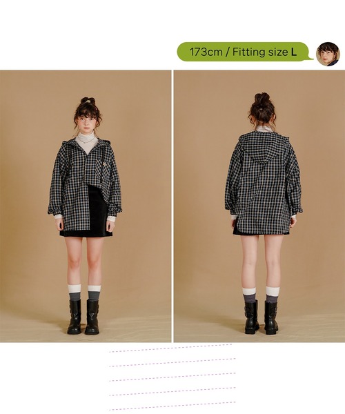 NO NEED(ノーニード)の「【WV PROJECT】Bay overfit cheak hood shirts/JILS7771(シャツ/ブラウス・メンズ・バーガンディー/ブラック・M/L/LL)」の16枚目の写真