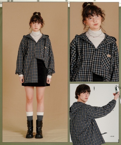 NO NEED(ノーニード)の「【WV PROJECT】Bay overfit cheak hood shirts/JILS7771(シャツ/ブラウス・メンズ・バーガンディー/ブラック・M/L/LL)」の6枚目の写真