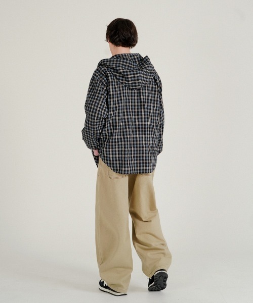 NO NEED(ノーニード)の「【WV PROJECT】Bay overfit cheak hood shirts/JILS7771(シャツ/ブラウス・メンズ・バーガンディー/ブラック・M/L/LL)」の8枚目の写真