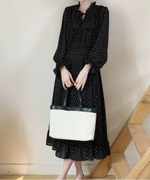 小花柄フリルリボン キャンディスリーブワンピース