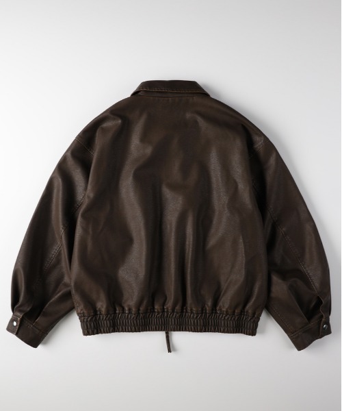 BACK NUMBER（バックナンバー）の「【BACK NUMBER】フェイクレザーフライトジャケット (ヴィンテージ加工 / A2ベース / カジュアルアウター)（ブルゾン・メンズ・ブラック/ブラウン・M/L/XL/S）」の3枚目の写真