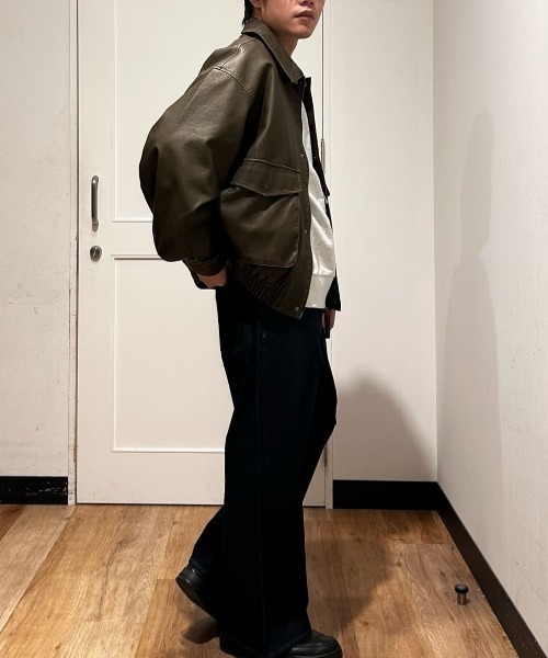 BACK NUMBER（バックナンバー）の「【BACK NUMBER】フェイクレザーフライトジャケット (ヴィンテージ加工 / A2ベース / カジュアルアウター)（ブルゾン・メンズ・ブラック/ブラウン・M/L/XL/S）」の15枚目の写真