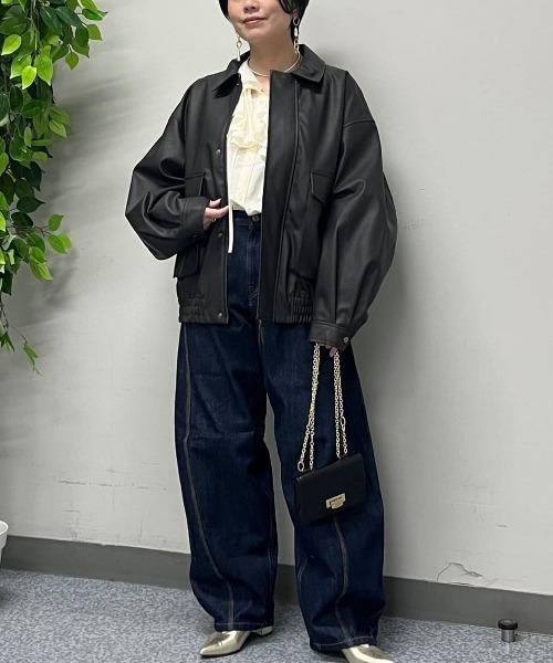 BACK NUMBER（バックナンバー）の「【BACK NUMBER】フェイクレザーフライトジャケット (ヴィンテージ加工 / A2ベース / カジュアルアウター)（ブルゾン・メンズ・ブラック/ブラウン・M/L/XL/S）」の16枚目の写真