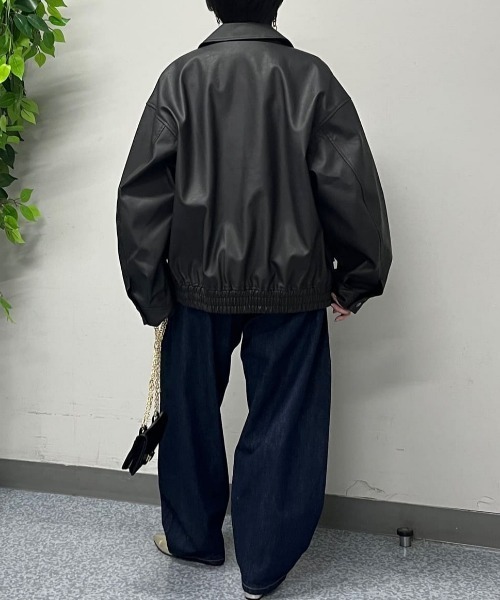 BACK NUMBER（バックナンバー）の「【BACK NUMBER】フェイクレザーフライトジャケット (ヴィンテージ加工 / A2ベース / カジュアルアウター)（ブルゾン・メンズ・ブラック/ブラウン・M/L/XL/S）」の18枚目の写真