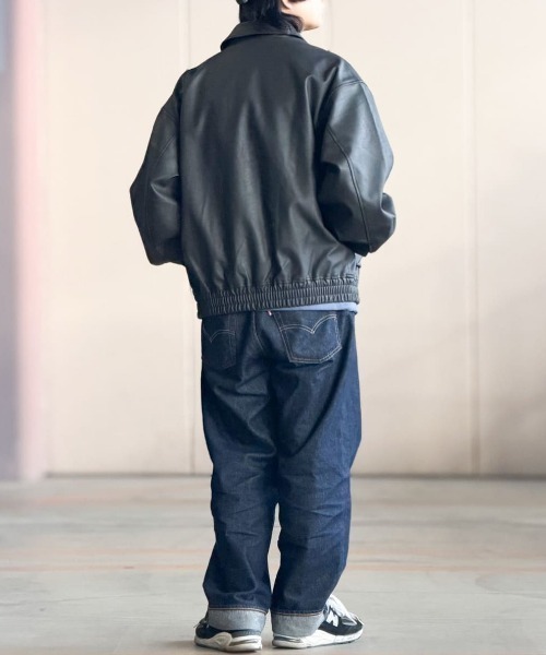 BACK NUMBER（バックナンバー）の「【BACK NUMBER】フェイクレザーフライトジャケット (ヴィンテージ加工 / A2ベース / カジュアルアウター)（ブルゾン・メンズ・ブラック/ブラウン・M/L/XL/S）」の22枚目の写真