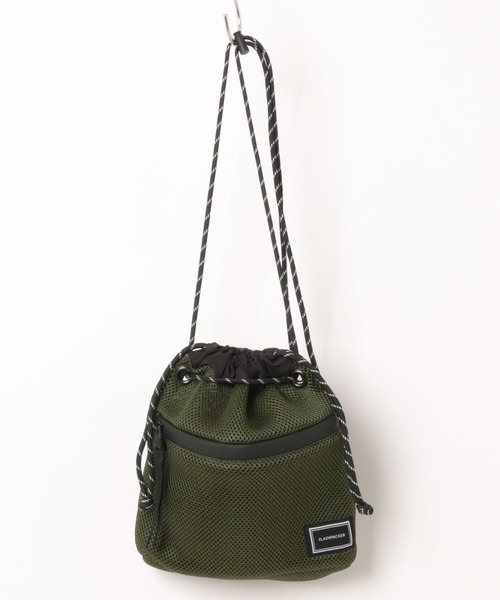 FLASH PACKER（フラッシュパッカー）の「FLASH PACKER フラッシュパッカー / メッシュ 巾着ミニショルダーバッグ // XNB-POUCH(MESH)（ショルダーバッグ・メンズ・カーキ/ブラック/イエロー・FREE）」の13枚目の写真